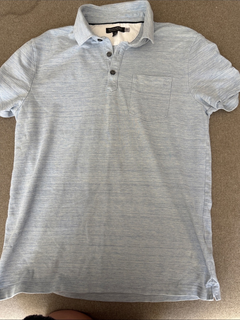 Banana Republic Light Blue Heather Polo with Chest Pocket